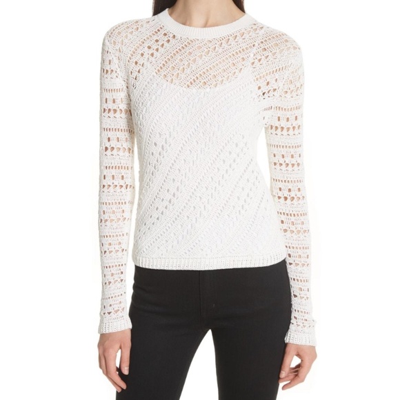 Theory Sweaters - HP🎉 Theory Tissage Crochet Crewneck Sweater Ivory